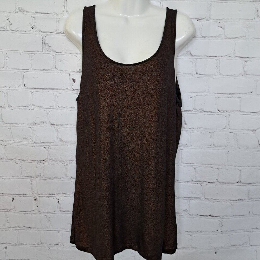 Jennifer Lopez Shiny Brown 100% Rayon Sleeveless Top Size Large